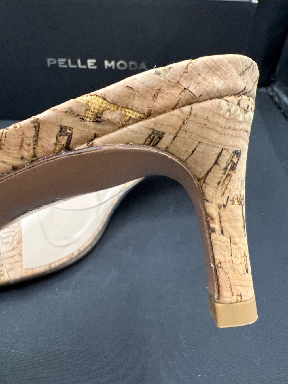 Pelle Moda Clear PVC Cork Kitten Heel Mules with Nude Insole - Picture 7 of 8